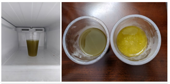 nuoc-mia-3 Sau một đêm (12 tiếng), nước mía trong ngăn mát tủ lạnh đã bị hóa nâu